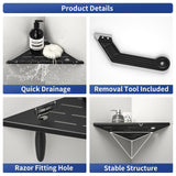 Bernkot 10'' Corner Shower Shelf w/Soap Holder, 304 Stainless Steel Grout in Shelf for Bathroom, Recessed Shelf for Tiled Wall, No Drilling Needed (Black) Bernkot