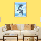 Bimkole 5D Diamond Art Kits for Adults Dolphin, DIY Full Drill Rhinestone Embroidery by Number Kits Animal Set Paint with Diamonds Art Cross Stitch Home Wall Decor 12x16 in Bimkole