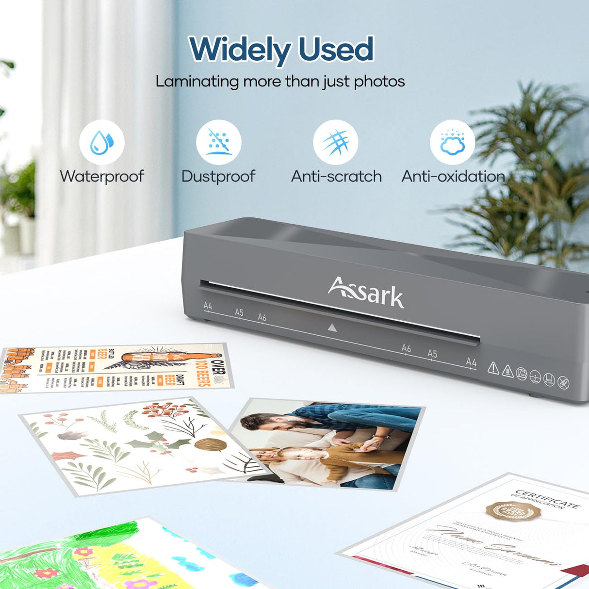 Laminator, 9 Inch A4 Thermal Laminator Machine with Laminating Sheets 9pcs & Paper Trimmer, 4 in 1 Hot & Cold Personal Lamination Kit for Home Office School Use, Fast Warm-Up & Quiet, Never Jam Assark