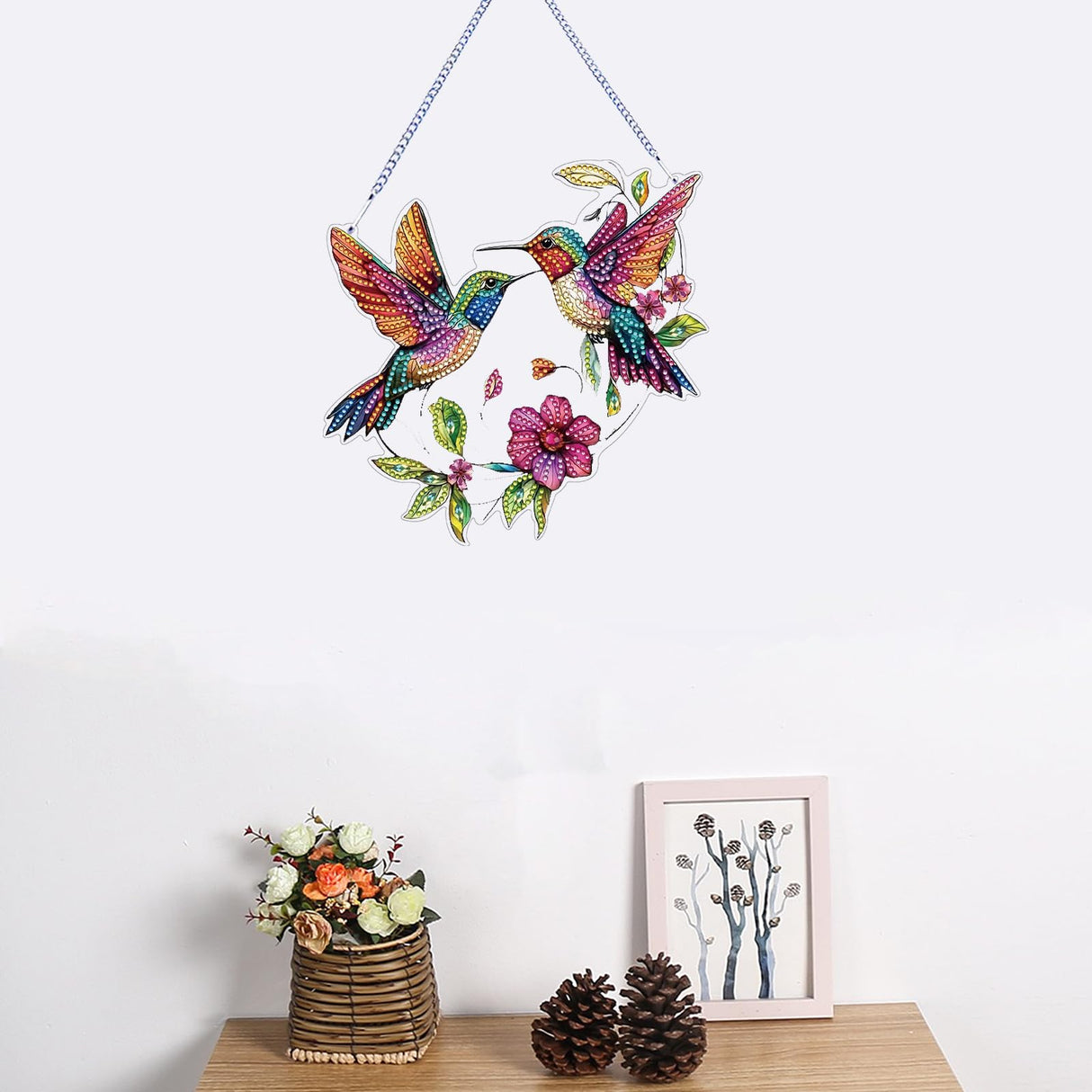 STGLCR Hummingbird Diamond Art Suncatcher,DIY Special Shape Hanging Diamond Gem Art,Window Pendant Ornament Suitable for Sparkling Garden, Window Wall Decoration Painting 7.8INCH STGLCR