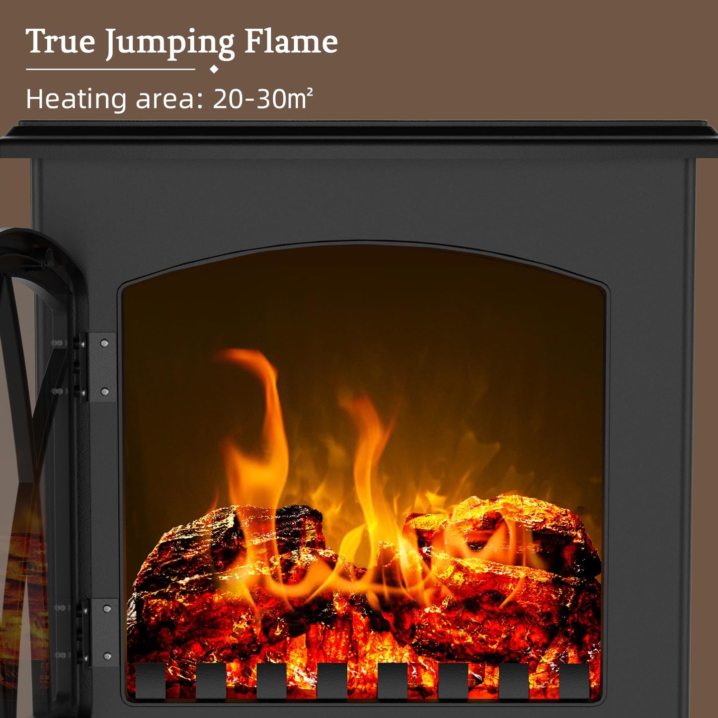 Electric Fireplace Stove with Realistic Flame Effects, 16" Infrared Fireplace Heater Freestanding, Adjustable Brightness and Thermostat, Overheating Safe Design, 1000W/1500W