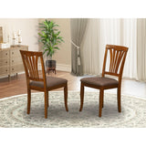 East West Furniture Avon Dining Linen Fabric Upholstered Solid Wood Chairs, Set of 2, Saddle Brown East West Furniture