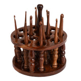 Bhartiya Handicrafts Wooden Crochet Hooks Set, 12pcs Ergonomic Knitting Needles - Rosewood, 3.5mm(E) to 12mm(P) - Includes Holder Bhartiya Handicrafts