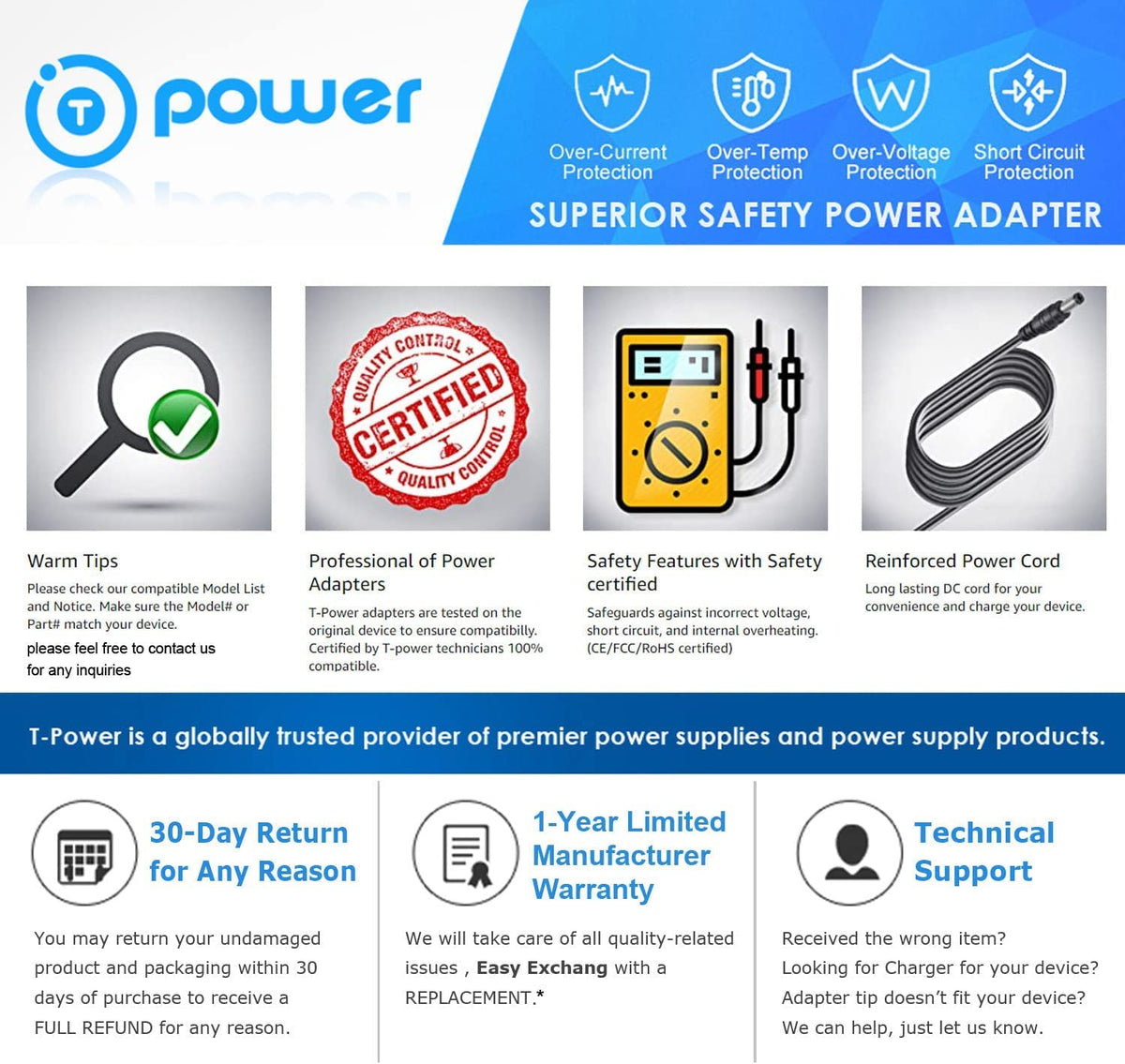 T Power Charger for Aucma by Whall Sancorp by Whall EV-691 EV-691H EV691 EV691H Cordless Stick Vacuum Model: YNQX30T350050UL Ac Dc Adapter Class 2 Power Supply Cord T POWER