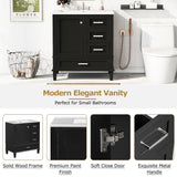 30" Bathroom Vanity with Sink, 30 Inch Bathroom Vanity with Top, 3 Drawers and 1 Soft Closing Door, Modern Bathroom Vanity with Sink 30 Inch for Bathroom (Black) Mirightone