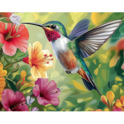 Natuyalo Paint by Numbers for Adults Beginner, Hummingbirds and Flowers Acrylic Painting by Number Kits Animal DIY Art Craft Kits Suitable for Home Wall Decoration Frameless (16x20 Inch)