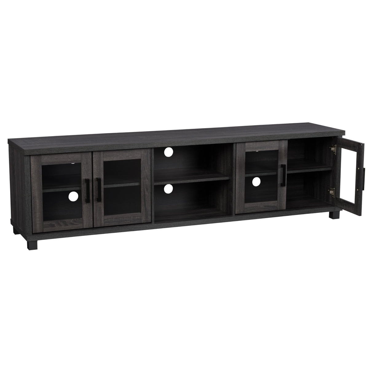 CorLiving Dark Gray Engineered Wood TV Stand w/Glass Cabinets for TVs up to 95" CorLiving
