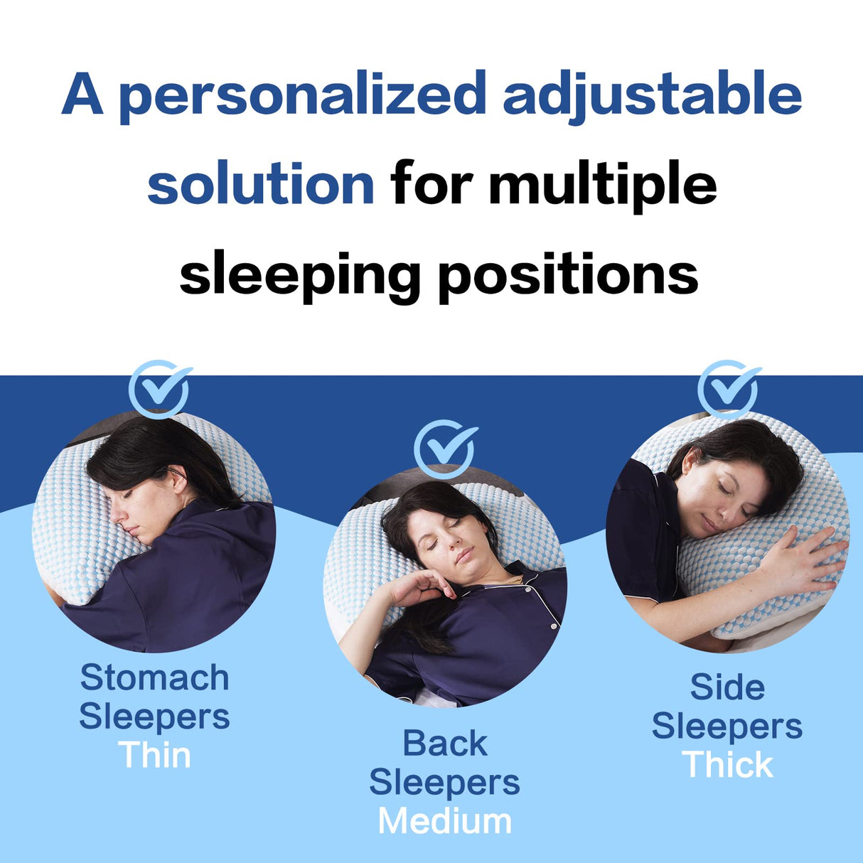 EASELAND Firm Pillow Shredded Memory Foam(Adjustable Loft), Cooling Breathable for Sleeping Queen Size 2 Pack EASELAND