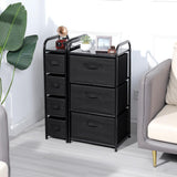 MAX Houser 4 Drawer Narrow Dresser Fabric Storage Tower Vertical Slim Storage Chest Organizer Nightstand Side/End Table Small Standing Organizer Removable Drawers Wood Top for Bedroom, Bathroom（Black) MAX Houser