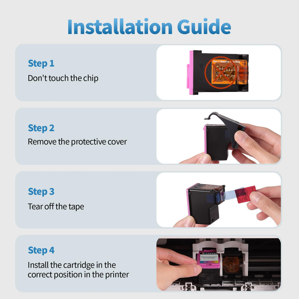 SANUNE Remanufactured Ink Cartridge Replacement for HP Ink 61 61XL Combo Pack for HP Envy 4500 5530 4502 5535 5534 OfficeJet 4630 4635 Deskjet 1000 1010 1510 1512 2540 Printer (1 Black, 1 Tri-Color) SANUNE