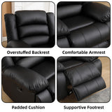 EBELLO Faux Leather Manual Loveseat Recliner, Reclining Sofa Chair with 2 Concealed Cup Holders, Hidden Storage, Overstuffed Armrest Couch Set for Living Room, Bedroom, Meeting Room, Black EBELLO