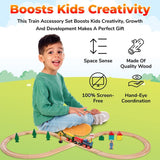 On Track USA Wooden Train Set 35 Piece All in One Wooden Toy Train Tracks Set with Magnetic Trains and Railway Accessories, Comes in A Clear On Track USA