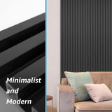 Art3d 8-Pack 96 x 6in. WPC Acoustic Slat Wall Panel for Modern Interior Decor, TV Background, Living Room, Matte Black Art3d