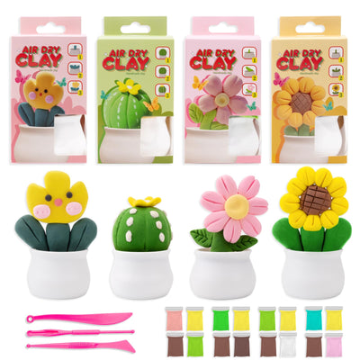 Alvian Air Dry Clay Succulent Plant Pot Kits Modeling Clay, DIY Airdryclay Kit with Sculpting Tools, Non-Toxic Ultra Light Modeling Magic Clay, Art Crafts Gift for Boys Girls