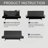 Easy-Going Stretch Futon Slipcover Armless Futon Bed Cover Furniture Protector Without Armrests with Elastic Bottom for Kids, Soft Jacquard Fabric Small Checks (Large, Dark Gray) Easy-Going