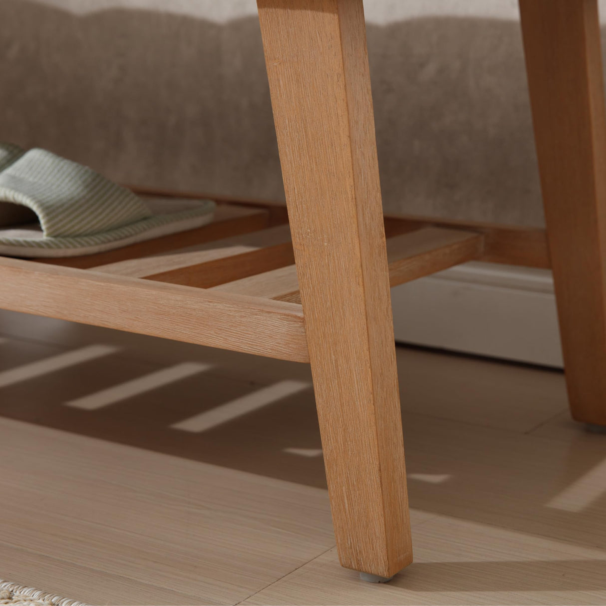 Kmax Entryway Bench with Shoe Storage, Upholstered Wood Storage Bench for Living Room Window Bench for Bedroom End of Bed - Linen, Beige Kmax