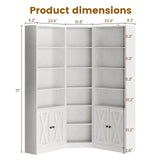 ANCTOR Large Corner Bookcase with 2 Storage Cabinets and 18 Shelves, 7 Tiers L Shaped Wood Bookshelf, 71" Tall Corner Hutch for Living Room, Bedroom, White ANCTOR