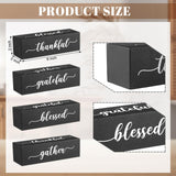 Jetec Four Sided Inspirational Block Sign Rustic Wooden Blessed Gather Thankful Grateful Sign Tabletop Block Decor for Office Home Farmhouse Tabletop, Bookshelf, Tiered Tray Decor (Black) Jetec