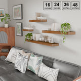 IAE Walnut Floating Wall Shelves 16 inch, Bathroom Shelves Wall Mounted,Invisible Shelf Floating Kitchen Shelves,Wooden Wall Shelving with Brackets for Living Room Wall Mounted,Easy Install,Set of 2 IAE