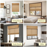 Kokorona Cordless Bamboo Roman Shades with Valance, Light Filtering Bamboo Blinds for Interior Windows, Natural Roll Up Bamboo Shades for Home, Office, Easy Installation, 34" W x 64" H, Natural Kokorona