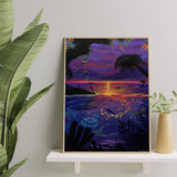 hyzsj Paint by Numbers Kit for Adults with Frame,Sea Animal Paint by Numbers for Adults, Paint by Number with Easel, DIY Paint by Number Kits for Home Wall Decor（Sunset 11.8x15.7inch hyzsj