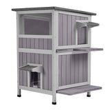 Aivituvin Outdoor Feral Cat House 2-Story Cat Cottage Kitten Shelter with Window Aivituvin