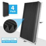 Art3d 4-Pack Wedge Design Acoustic Foam Panels, 48" x 24" x 2" High-Density Soundproof Foam Wall Panels for Wall, Ceiling, Quick-Recovery Noise Dampening Panels for Office, Studio and Home Art3d
