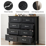 LINSY HOME 8 Drawers Dresser for Bedroom, Black Wood Dresser with Metal Handle, Farmhouse Tall Chest of Drawers with 1 pcs Fabric Divider Organizer, Storage Organizer for Living Room, Closet, Hallway LINSY HOME