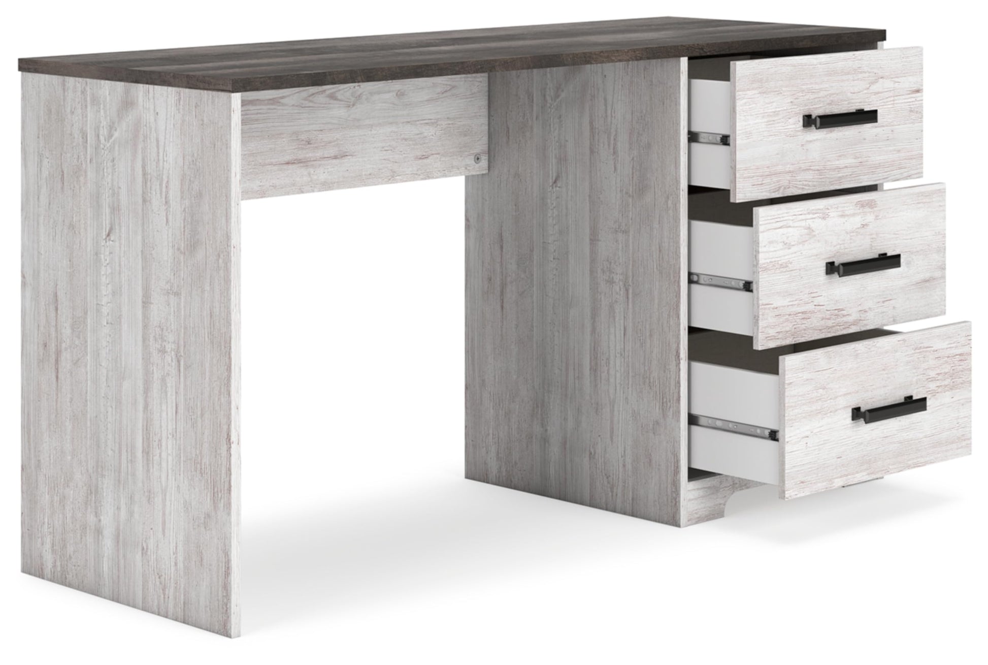 Signature Design by Ashley Shawburn 3-Drawer Home Office Desk, 54" W x 19" D x 29" H, White & Gray - WoodArtSupply