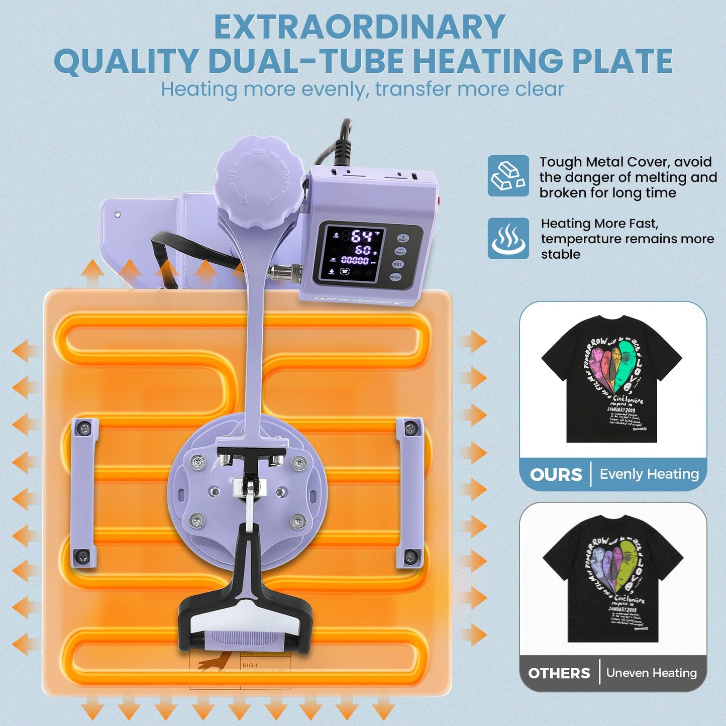 Whubefy Heat Press 15x15 inch 8 in 1 with 30OZ Tumbler Press, Slide Out 360° Swing Away Digital Shirt Press Machine, Industrial-Quality Heat Transfer Sublimation for T-Shirt/Tumbler/Mug/Hat/Cap/Plate