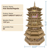 3D Wooden Puzzles for Adults Wooden Pagoda Assembly Model Kits,3D Puzzle Adult Building Crafts for Adults and 14+ Teens.(Five-Storied Pagoda 1287 Pieces) Bon amixyl
