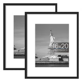 ENJOYBASICS 16x20 Picture Frame, Display Poster 11x14 with Mat or 16 x 20 Without Mat, Wall Gallery Photo Frames, Black, 2 Pack ENJOYBASICS