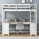 Harper & Bright Designs White Twin Size Loft Bed with U-Shaped Desk, Drawers, and Storage Shelves Harper & Bright Designs