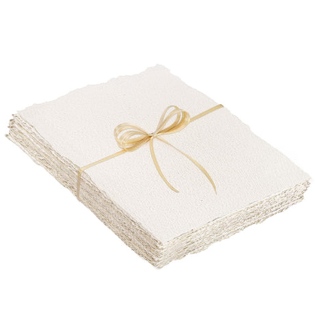 25 Sheets Watercolor Paper, 300 GSM Deckled Edge Paper 4 x 6 inch Rough/Textured Handmade Paper Cotton Paper White Textured Paper for Watercolors, Wedding Invitations, Cards, Crafts Prudiut
