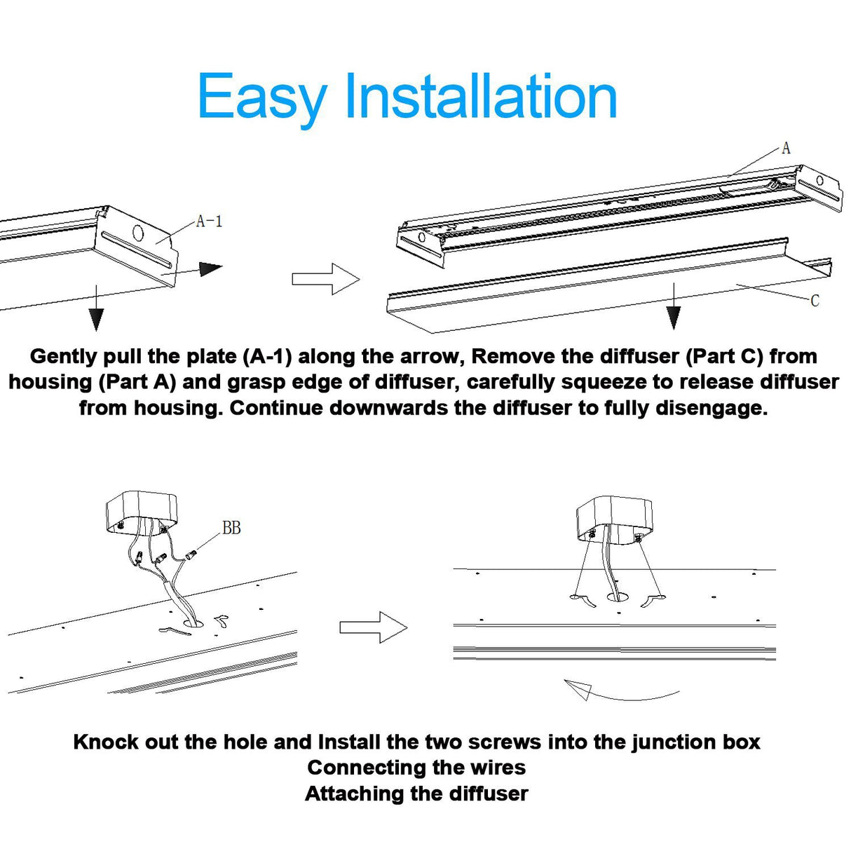 FaithSail 4FT LED Wraparound 40W 4 Foot LED Shop Lights for Garage, 4400lm 4000K Neutral White, Wrap Light, 48 Inch LED Light Fixtures Flush Mount Office Ceiling Lighting, Fluorescent Tube Replacement FAITHSAIL