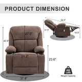 BRTHORY Rocker Recliner Chair with Massage and Heated, 360°Swivel Rocking Manual Recliner Chairs with Cup Holders Remote Control for Living Room (Brown) BRTHORY