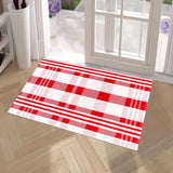 Fallovea Christmas Rugs Red and White Plaid, 28 x 43 Inches Area Rug Outdoor Indoor Front Porch Doormat Cotton Hand-Woven Layered Door Mats for Entryway Patio Entryway Laundry Bedroom Living Room Fallovea