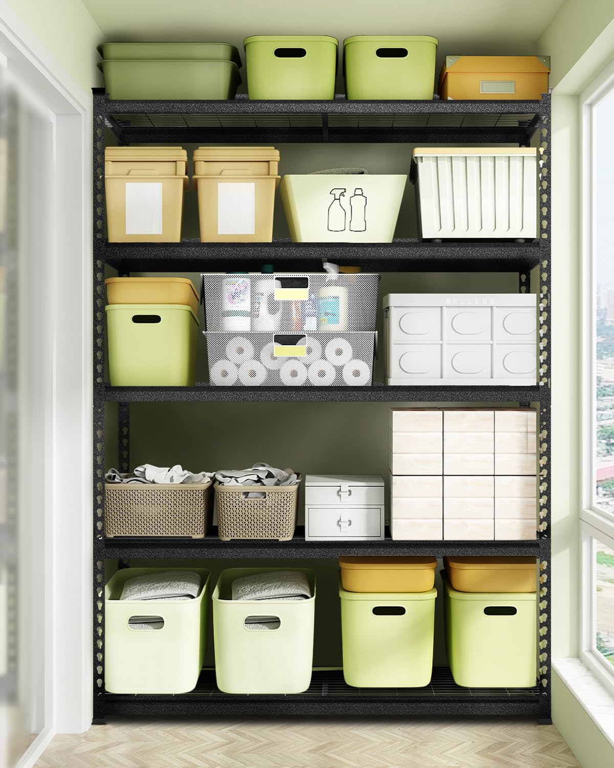 WORKPRO 5-Layer Heavy Duty Metal Storage Rack, 48”W x 24”D x 72”H, Adjustable Shelving Unit with 4000 lbs Total Load Capacity, for Garage, Kitchen, Bathroom, Warehouse WORKPRO