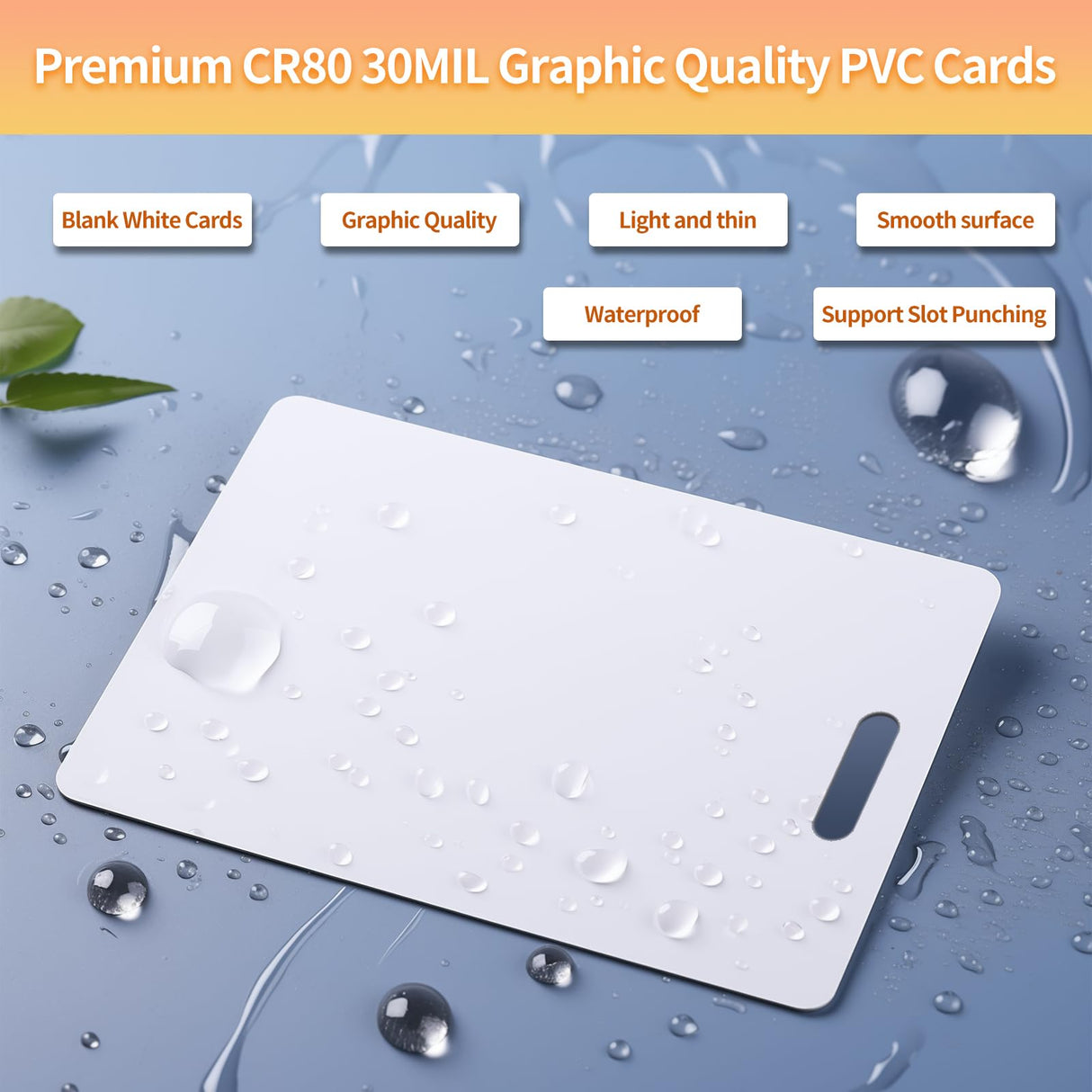 20 Pack Premium Blank PVC Cards with Slot Punch on Short Side - CR80 30mil Vertical Slot Punch Blank Credit Cards for ID Badge Card Printers - Graphic Quality PVC Cards for Business Office Klmnduo