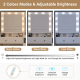 AOGLLATI Makeup Vanity with Lights in 3 Colors, Vanity Desk with Mirror and Lights, White Vanity Table with Charging Station, Makeup Desk with Unique Separation Design AOGLLATI