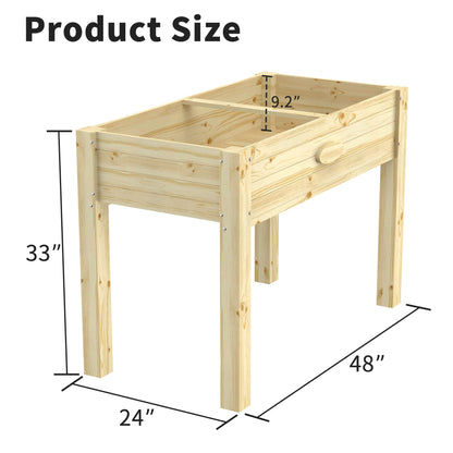 Livilord Raised Garden Bed with Legs, 48x24x33 in, Wooden Elevated Planter Box with Bed Liner for Flowers, Veggies, Herbs, Raised Plant Box for Outdoor Patio, Deck, Balcony, Backyard, 200lb Capacity