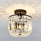 YYJLX Small Crystal Chandelier 2- Lights ，Modern Semi Flush Mount Ceiling Light Fixture for Hallway Kitchen Foyer （Black） YYJLX