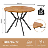 Recaceik 39" Walnut Round Dining Table for 4-6 People with Square Metal Base Recaceik