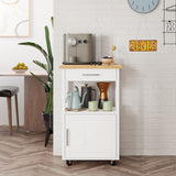 Shintenchi Kitchen Island Cart with Storage,Rolling Side Table on Wheels with Worktop,Single Door Cabinet and Drawer for Dinning Room, White Shintenchi