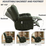 Oversized Recliner Chair & Massage Chair Recliner with Heat,Cozy Lazy Boy Recliners Chairs for Adults, Rocker Recliners Chairs&Manual Reclining with Adjustable Backrest,Pockets (Green) HRVEOCEI