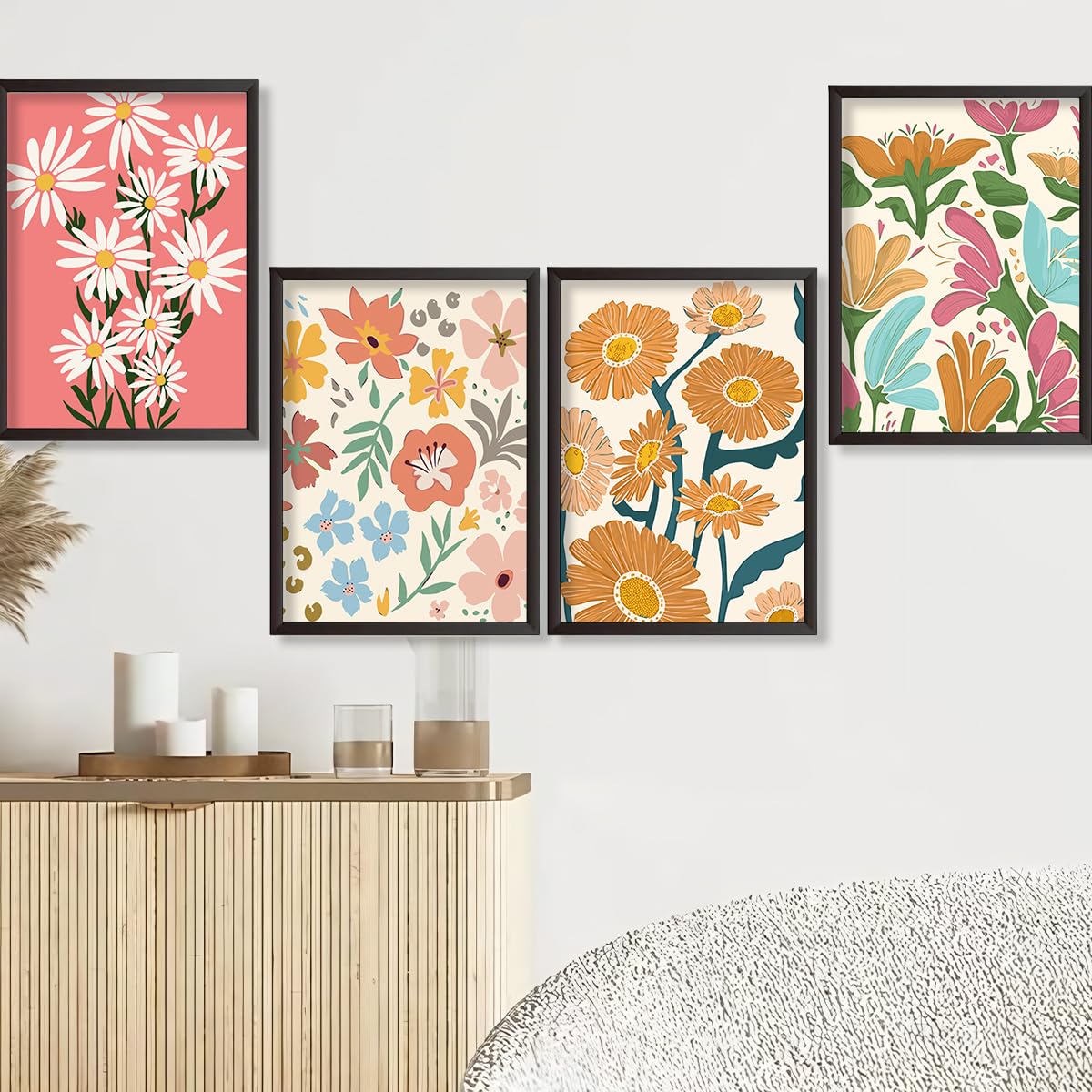 4 Pack Easy Paint by Numbers Kit for Adults Beginner,Small Paint by Number Kits for Flowers ,Number Artist Paint by Number Kit for Adult Painting by Numbers for Adults Canvas 8x12 IN（Without Frame） TONGZONGFU