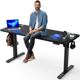 SIAGO Electric Standing Desk Adjustable - 63 x 24 Inch Sit Stand up Desk with Cable Management - 3 Memory Preset Adjustable Height Desk Computer Home Office Desk SIAGO