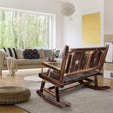 XCSOURCE Rustic Wooden Double Rocking Bench for Outdoor Patios – Comfortable Rocker Chair for Two XCSOURCE