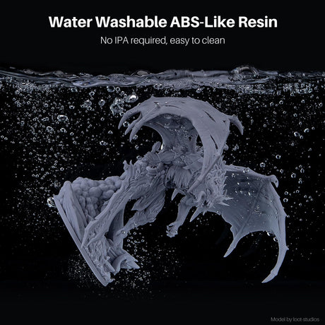 ELEGOO Water Washable ABS-Like Resin, 3D Printer Resin with High Toughness, Low Viscosity and High Precision, 405nm Rapid UV-Curing Photopolymer Resin, Smoky Black 1000g ELEGOO
