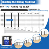 CKE 10ft-15ft Complete Set 36" Cable Railing Post Kit, 3Pack Black Level Drilled Line Posts(35"x2"x2"), Swageless Deck Cable Railing System Kit, 220ft 1/8" Wire Rope(No Handrail), Black Post Kit LPS02 CKE